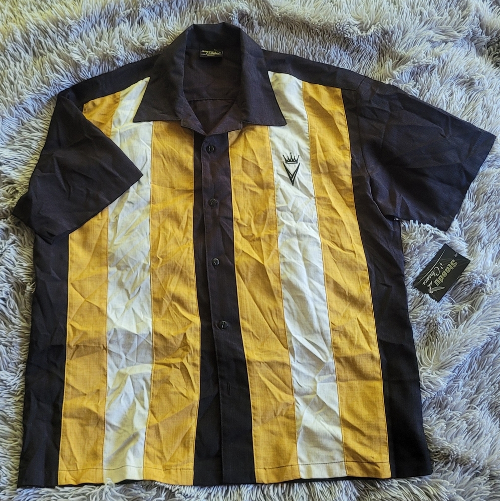NWT Steady Classics Men's Medium Rockabilly Bowling Shirt - Deadstock Design